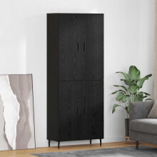 vidaXL Highboard 2 pcs Black oak Engineered Wood and Glass