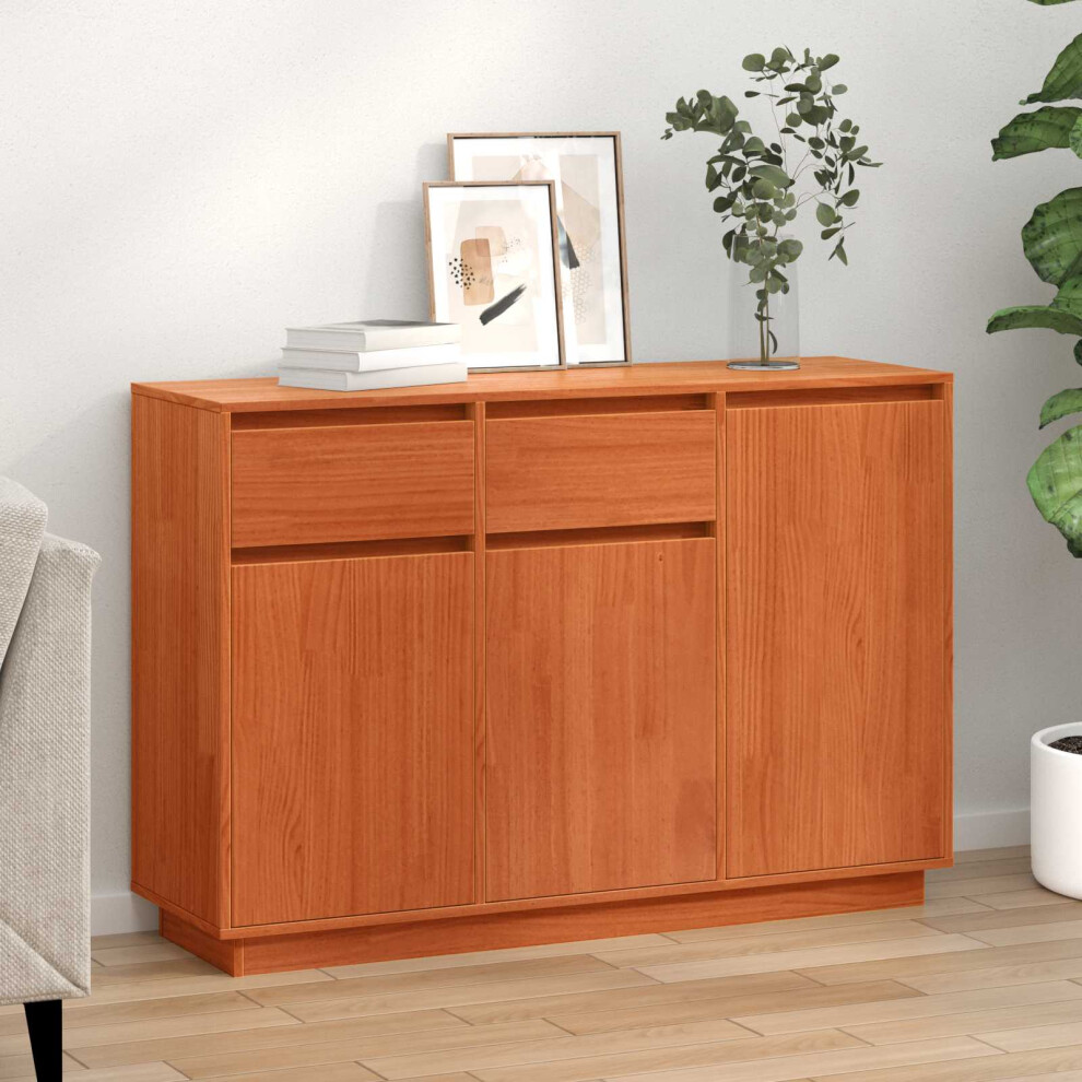 Vidaxl Sideboard Wax 110 X 34 X 75 Cm Solid Pine Wood Brown