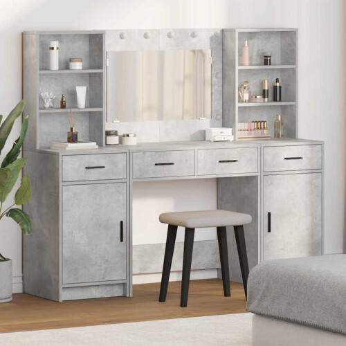 VidaXL vidaXL Dressing Table Set 3 pcs Concrete Grey Engineered Wood