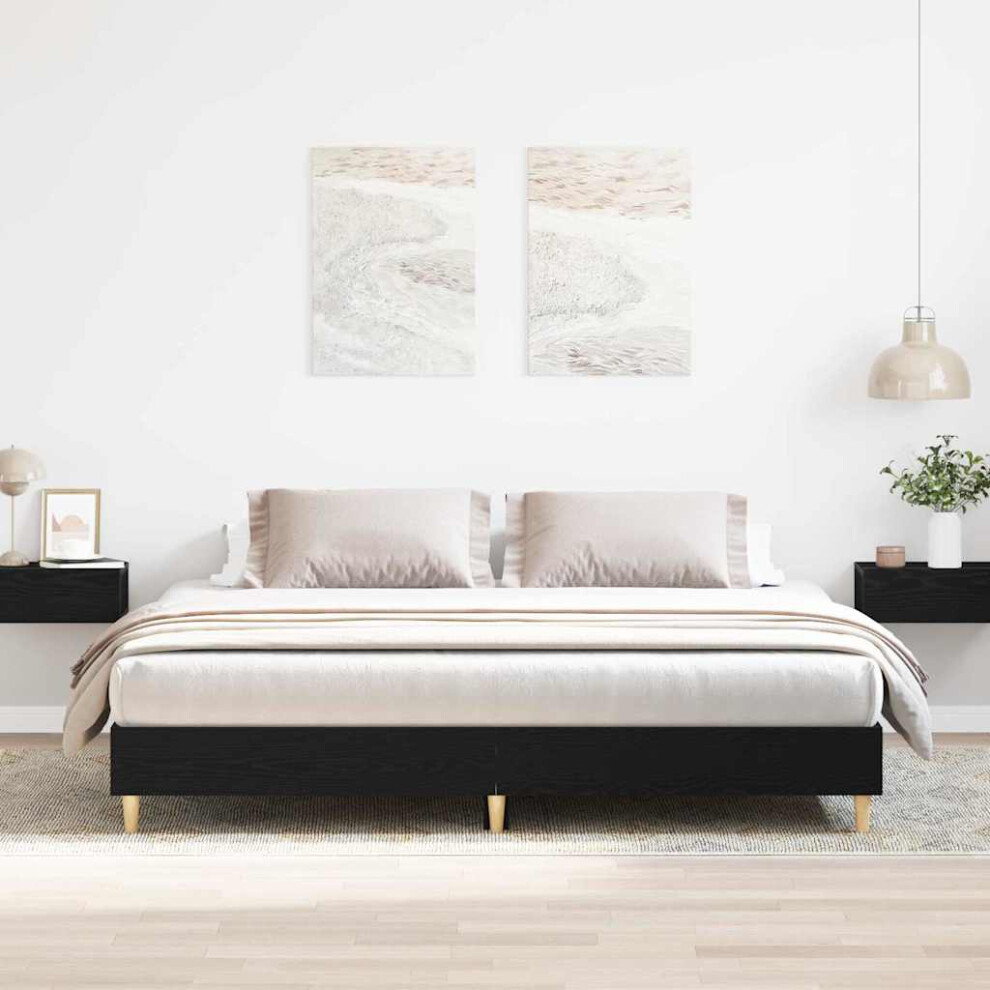 Vidaxl Bed Frame Black Oak 203 X 203 X 25 Cm Engineered Wood