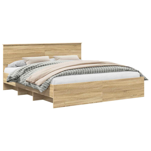 VidaXL vidaXL Bed Frame Sonoma Oak 200 x 200 cm Engineered Wood 1