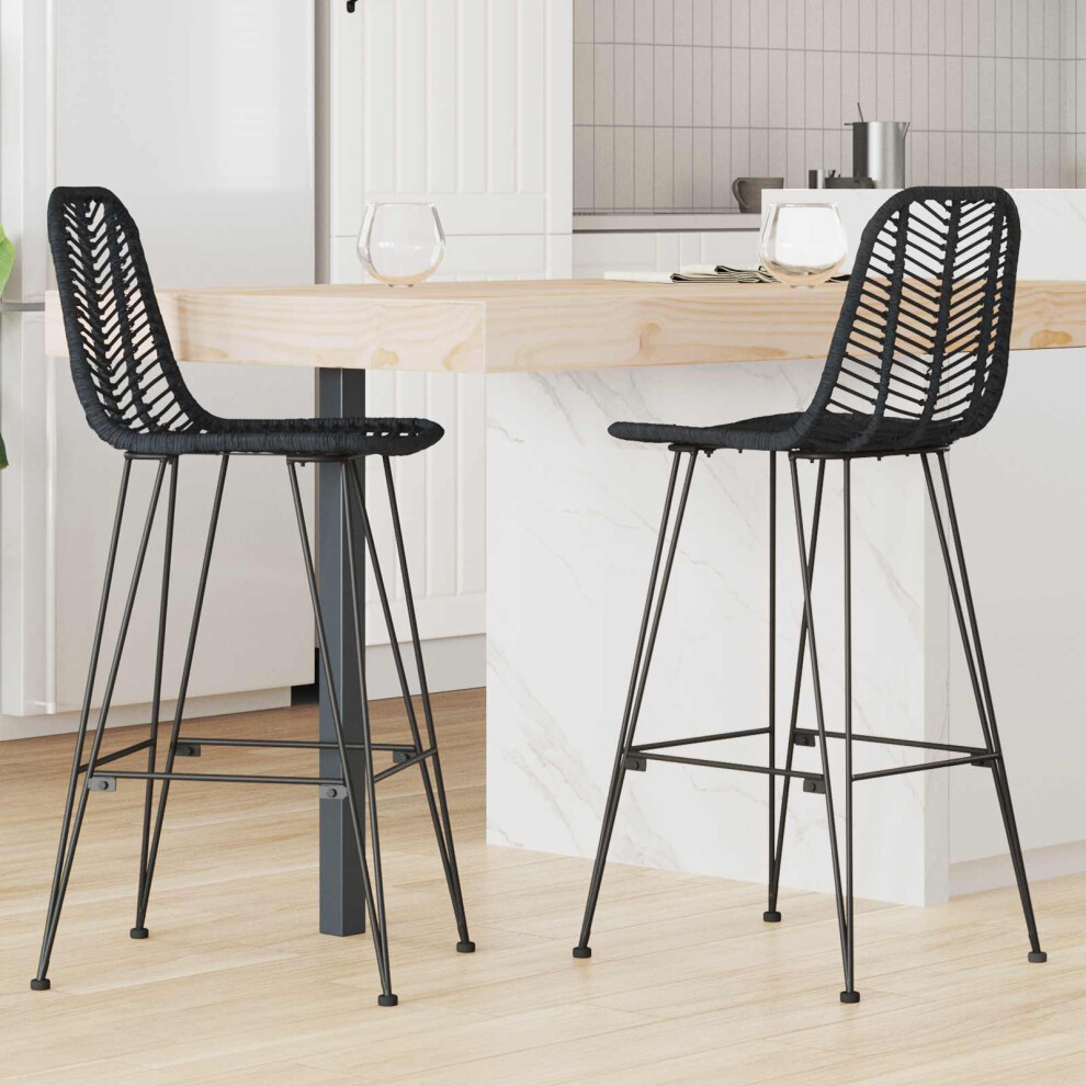 Vidaxl Bar Chair 2 Pcs 44 X 52 X 111 Cm Rattan And Iron