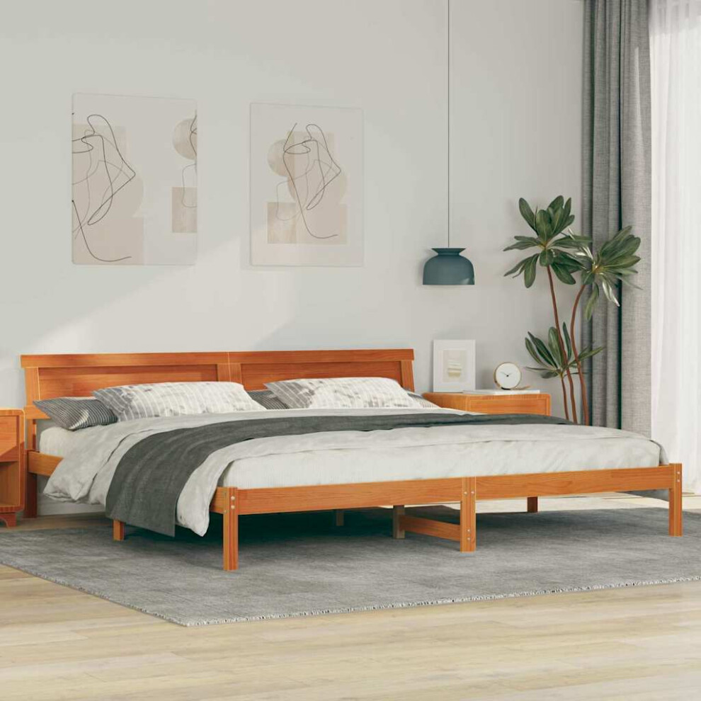 Vidaxl Bed Frame With Headboard Wax 180 X 200 Cm Solid Pine Wood Brown