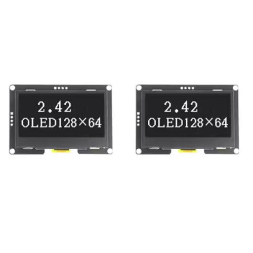2pcs 2.42-Inch High-Contrast OLED Display Module - 128x64 Resolution,for I2C/SPI Interface, White
