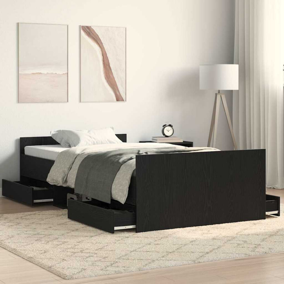 Vidaxl Bed Frame Black Oak 193 X 93 X 50 Cm Engineered Wood