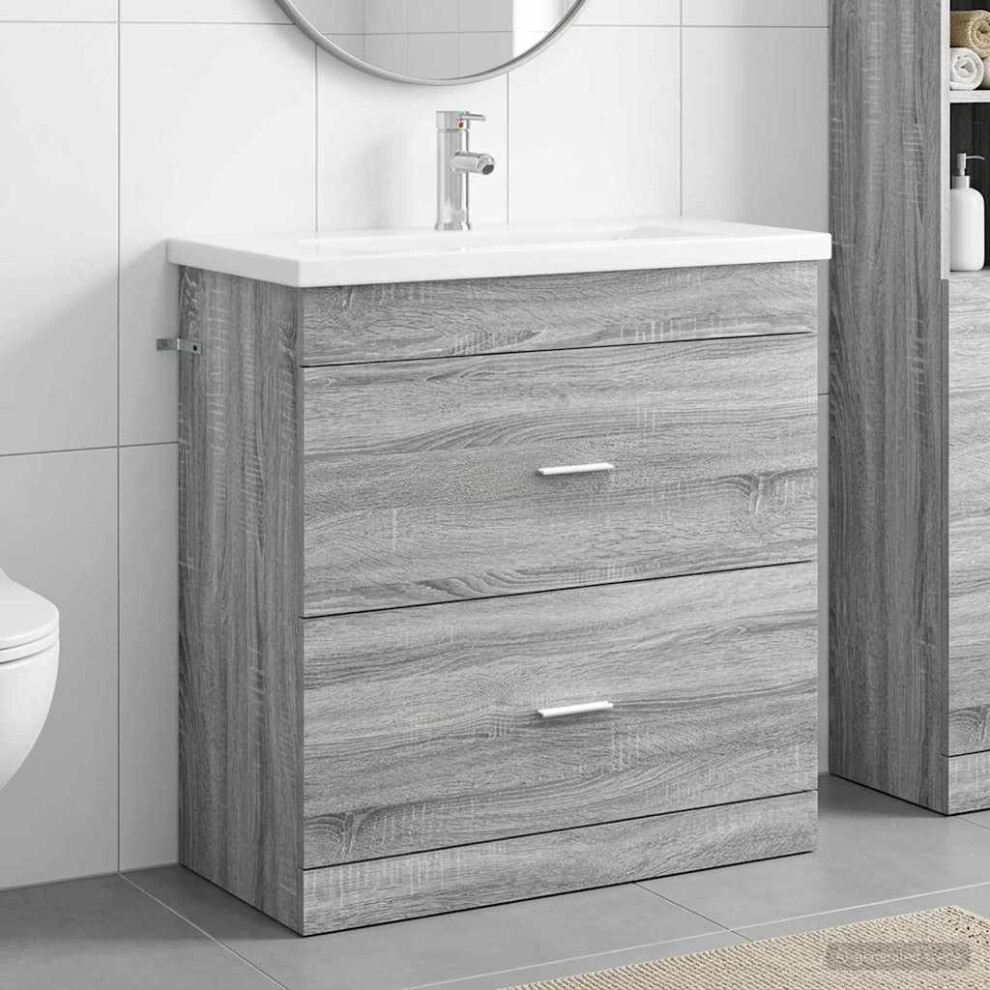Vidaxl Bathroom Furniture Set Grey Sonoma 81 X 40 X 84.5 Cm