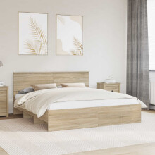 vidaXL Bed Frame Sonoma Oak 200 x 200 cm Engineered Wood