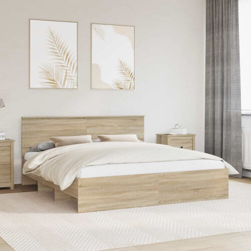 VidaXL vidaXL Bed Frame Sonoma Oak 200 x 200 cm Engineered Wood