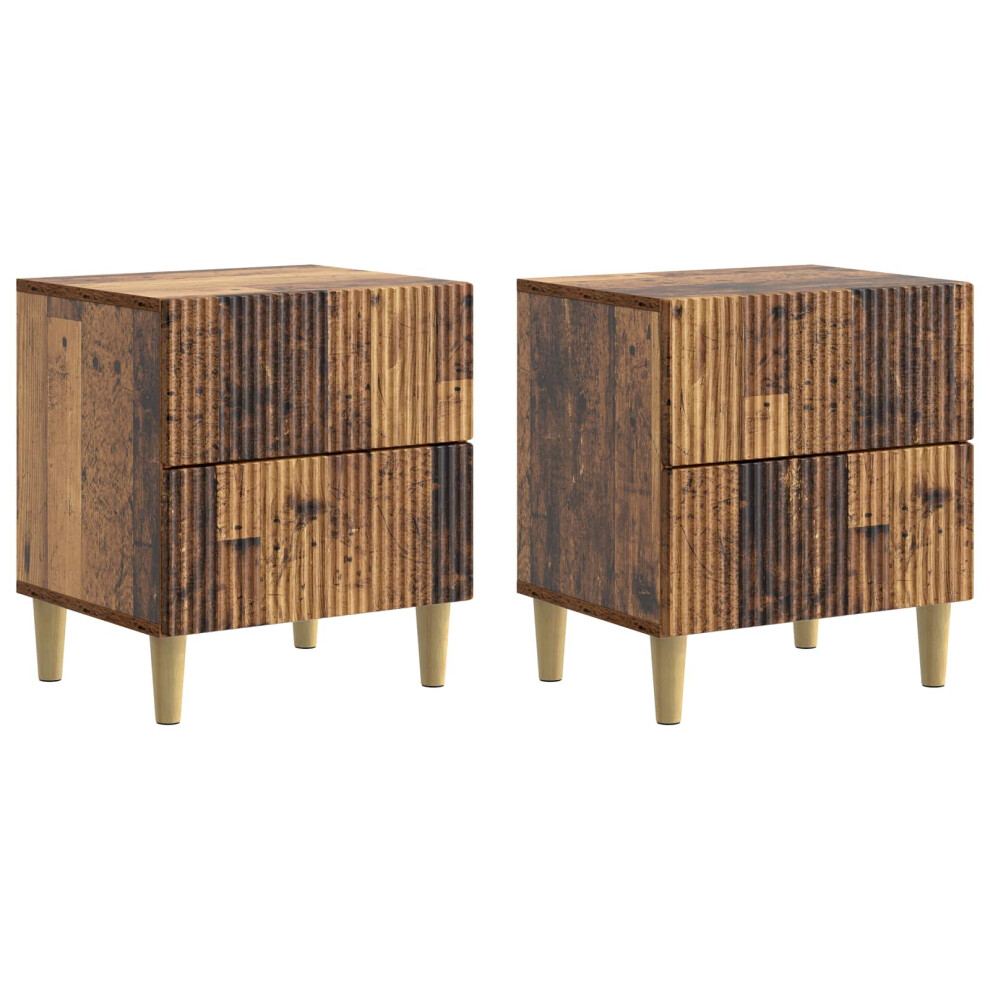 Vidaxl Bedside Cabinet With Drawer 2 Pcs Old Wood 43 X 34.5 X 48 Cm