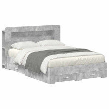 vidaXL Bed Frame with Storage Concrete Grey 150 x 200 cm
