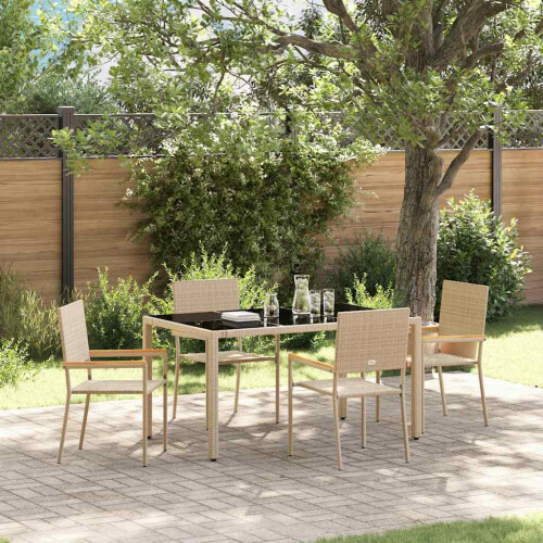 VidaXL vidaXL Garden Dining Set 5 pcs Beige Poly Rattan