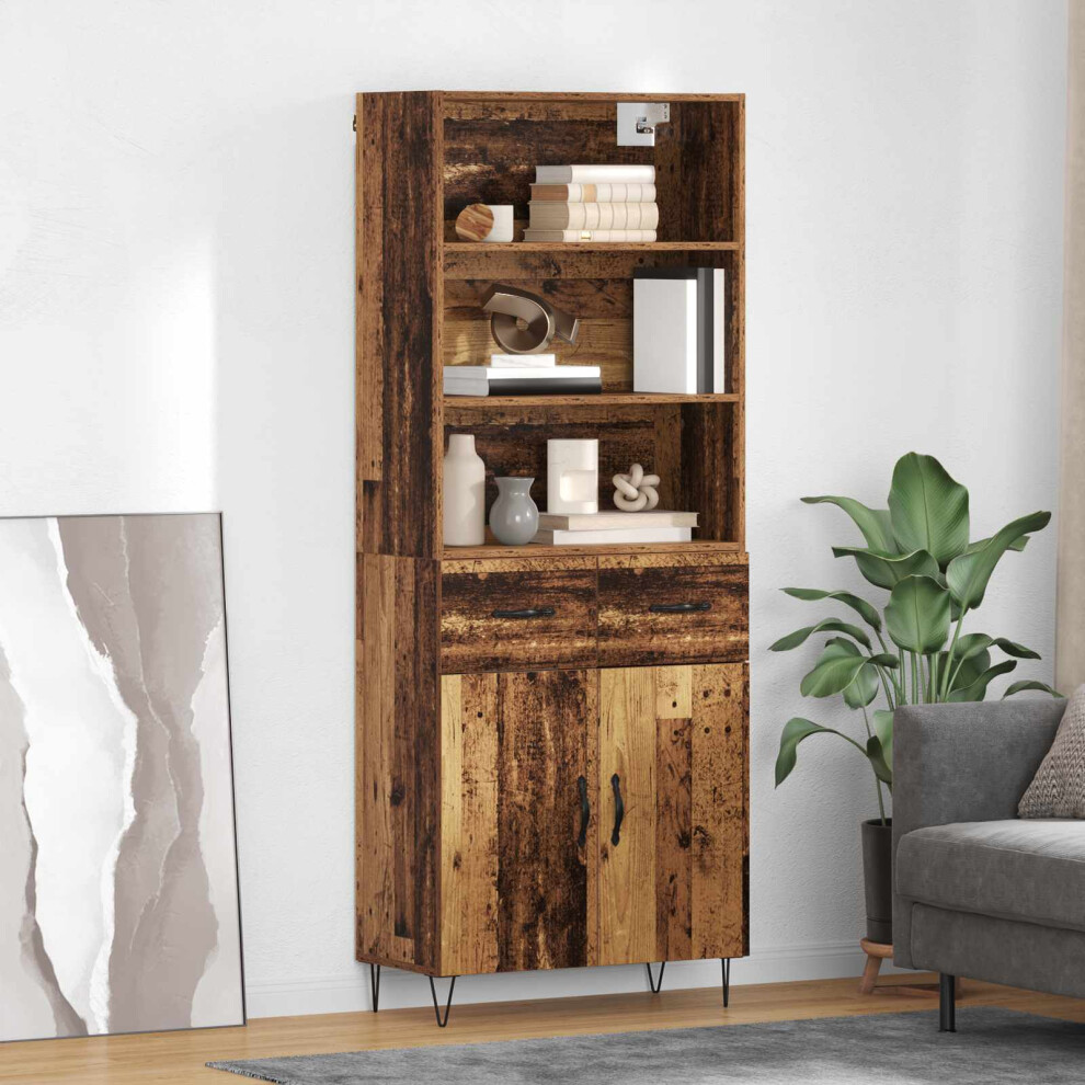 Vidaxl Highboard With Drawer 2 Pcs Old Wood Engineered Wood