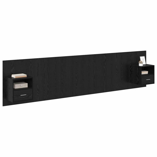 VidaXL vidaXL Headboard with Cabinet 3 pcs Black Oak Engineered Wood 1