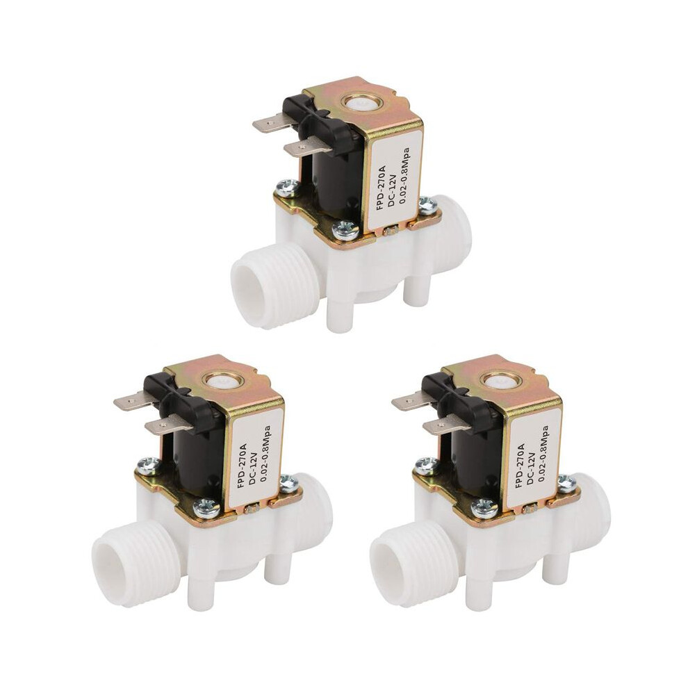 3X Dc12v N/C Normally Closed Water Solenoid Valve G1/2-Inch Plastic Electrical Solenoid Valve For Water Dispenser 4713391904654