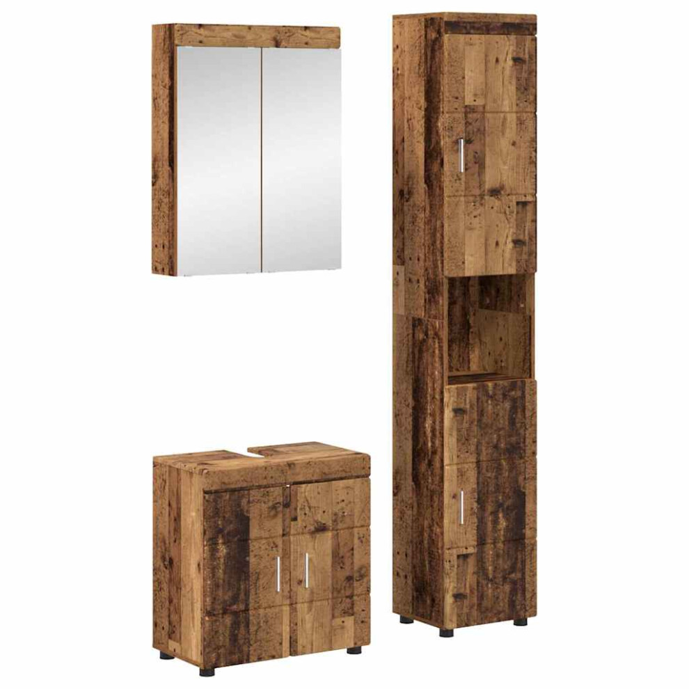 Vidaxl Bathroom Furniture Set Tulum 3 Pcs Old Wood 60 X 34 X 63 Cm