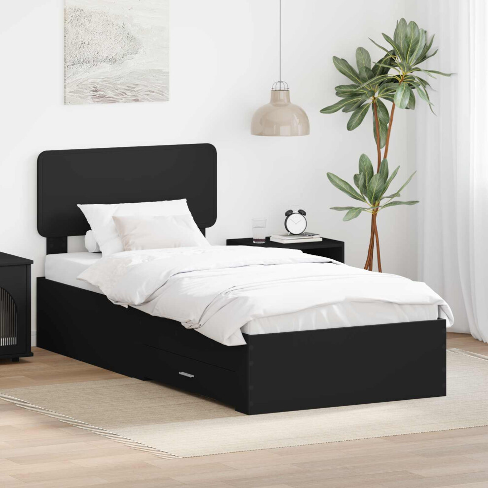 Vidaxl Bed Frame With Headboard Black 75 X 190 Cm Engineered Wood