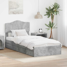 vidaXL Storage Bed Concrete Grey 90 x 190 cm Engineered Wood