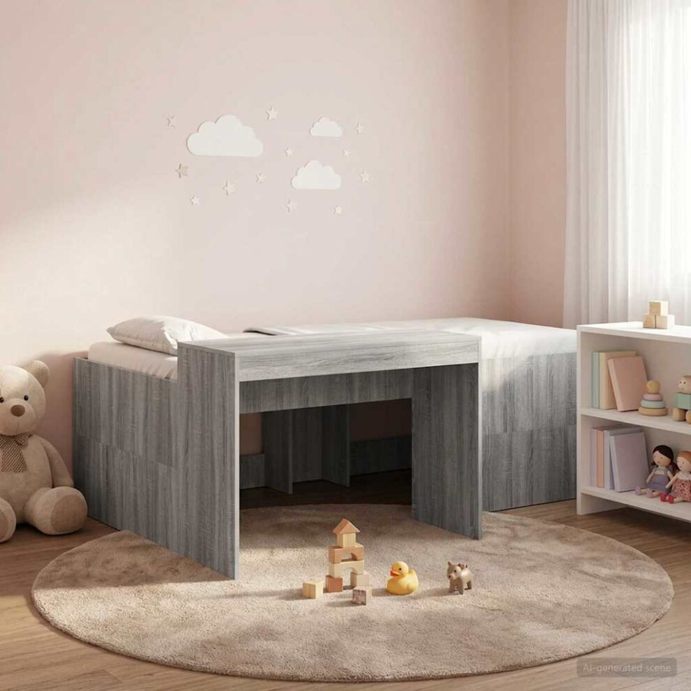 Vidaxl Kids'high Bed Frame With Desk Sonoma 80 X 200 Cm Grey