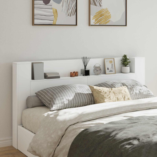 VidaXL vidaXL Storage Headboard with LED White Engineered Wood