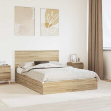 vidaXL Storage Bed with Drawer Sonoma Oak 140 x 190 cm Engineered Wood