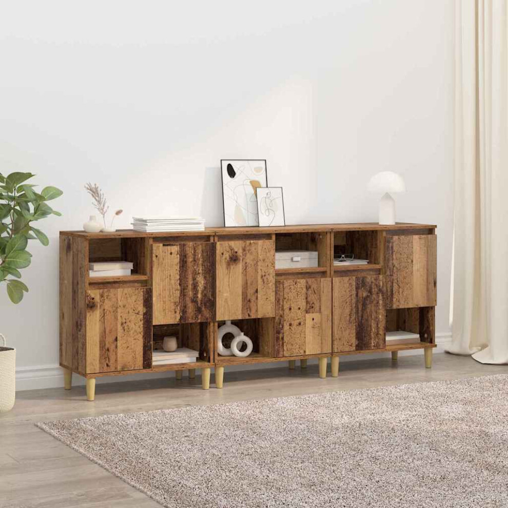VIDAXL Old Wood Sideboard with Wooden Legs - Brown - 2 Door 2 Open Shelf - Image 2