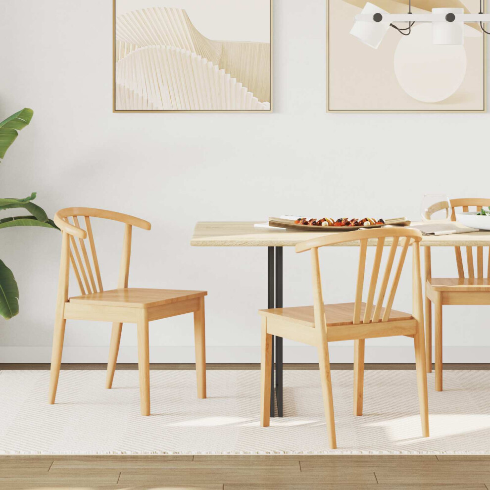 Vidaxl Dining Chair 2 Pcs Natural Solid Rubberwood