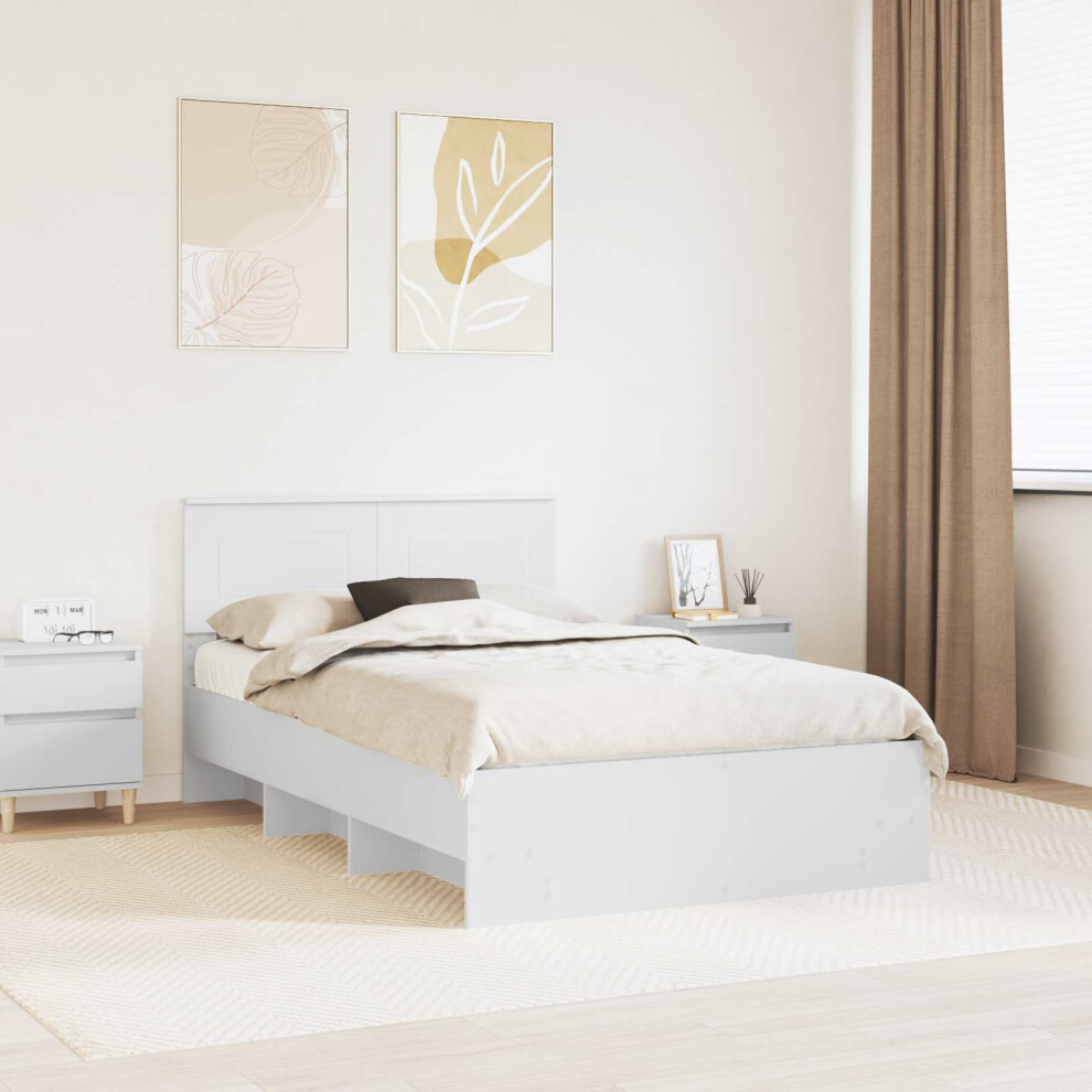 Vidaxl Bed Frame With Headboard White 137 X 203 Cm Engineered Wood