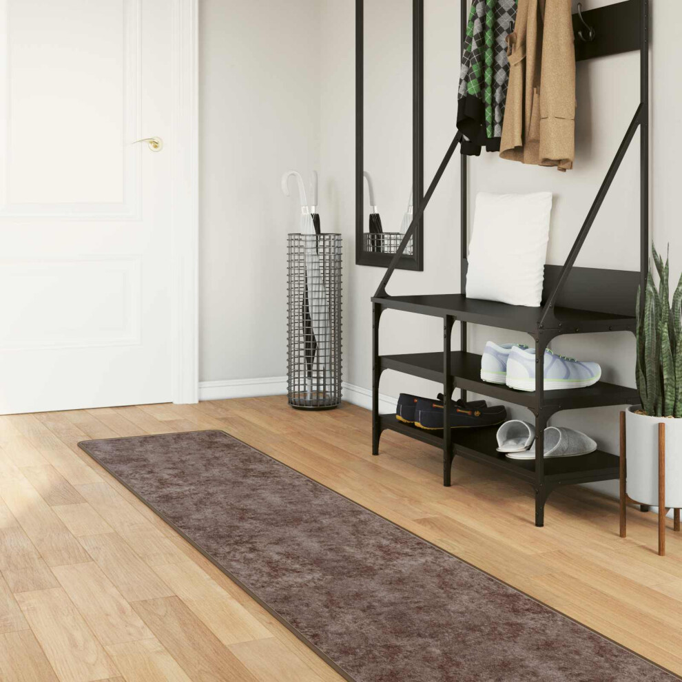 Vidaxl Rug Runner Marsa 50 X 400 Cm Polyester And Pvc Grey