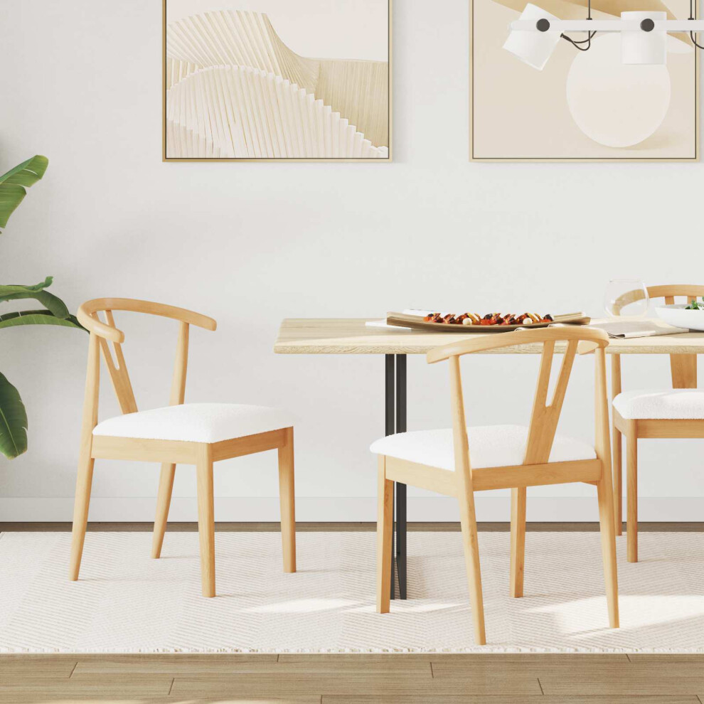 VIDAXL Dining Chairs - Rubberwood - Set of 2 - Natural/White - Image 2