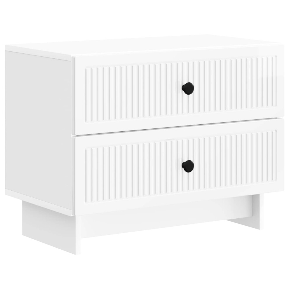 Vidaxl Bedside Cabinet High Gloss 62 X 34.5 X 47.5 Cm White