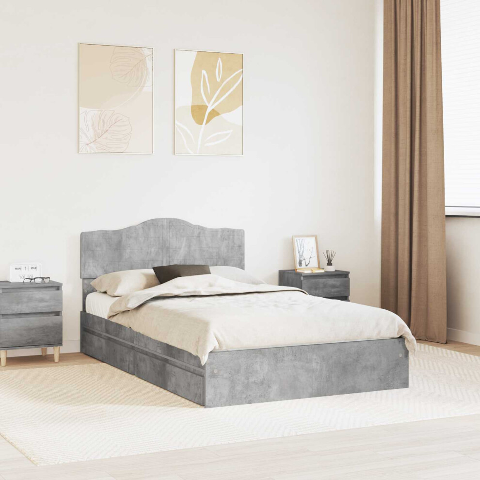 Vidaxl Storage Bed Concrete Grey 135 X 190 Cm Engineered Wood