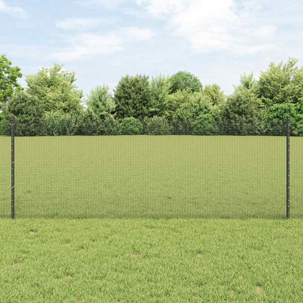 Vidaxl Welded Wire Fence With Post 10 X 0.8 M Pvc-Coated Steel Grey