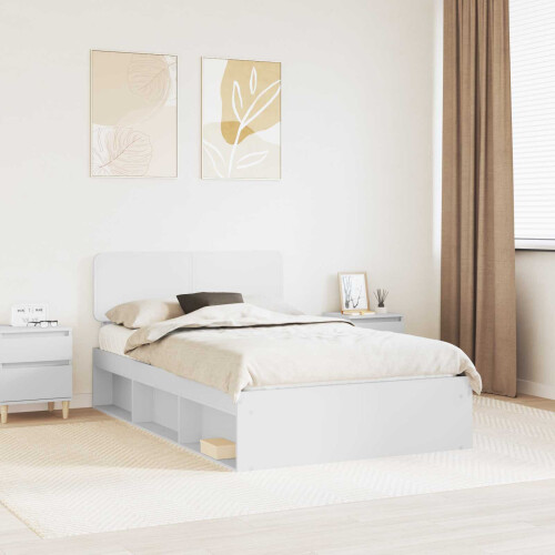 VidaXL vidaXL Bed Frame with Headboard White 120 x 190 cm Solid Pine Wood