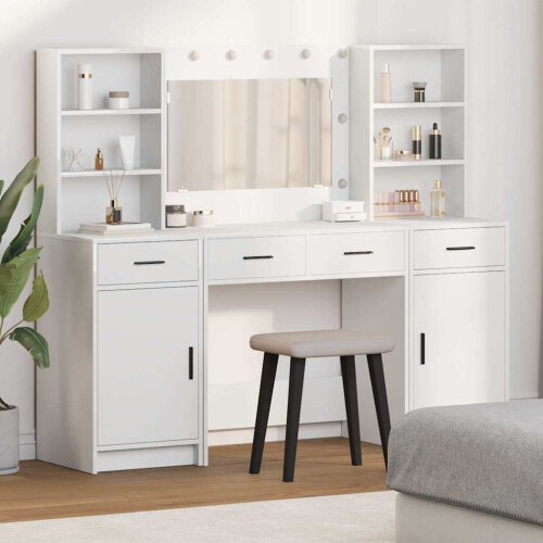 VidaXL vidaXL Dressing Table Set with Drawer 3 pcs White Engineered Wood