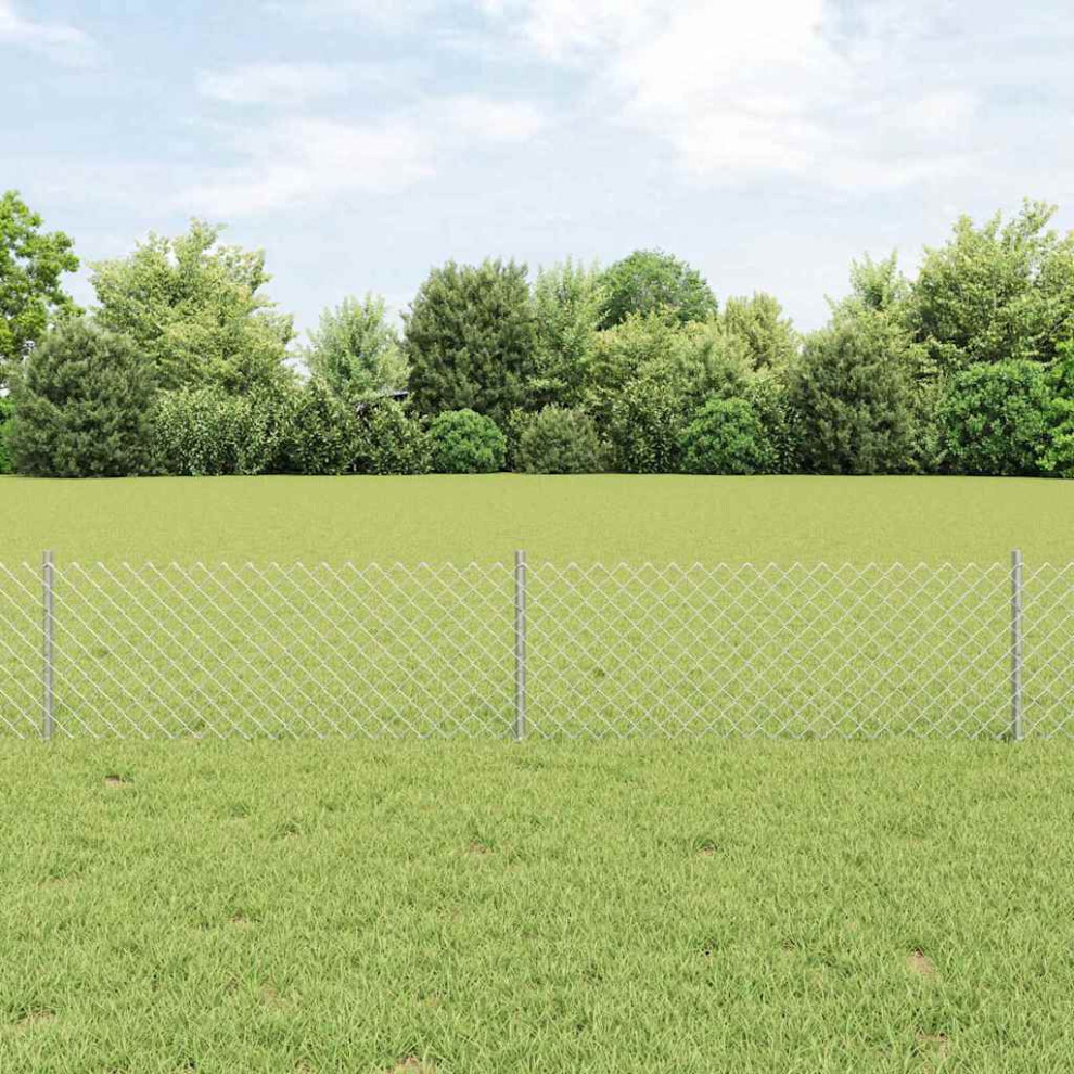 Vidaxl Chain Link Fence With Post 25 X 0.4 M Hot-Dip Galvanised Steel