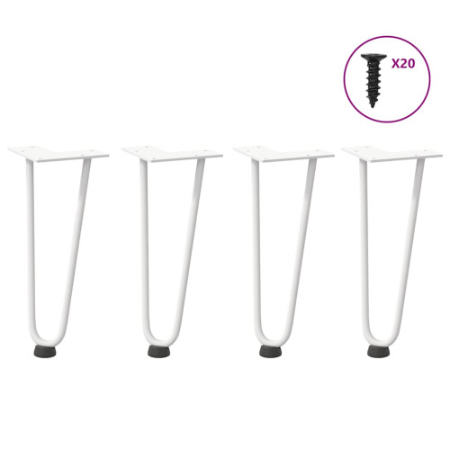 VidaXL vidaXL Hairpin Legs for Coffee Table 4 pcs White 30 cm Solid Steel