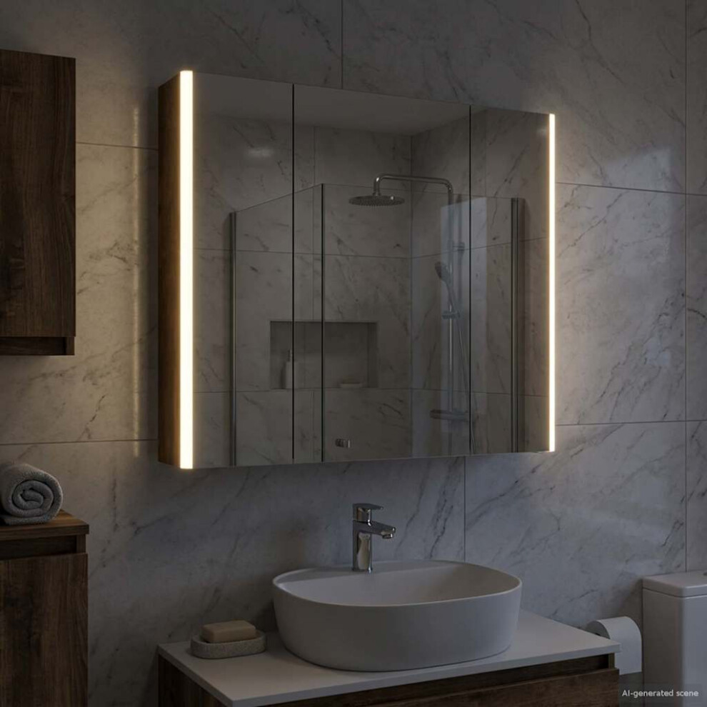 Vidaxl Bathroom Mirror Cabinet Smoked Oak 83.5 X 15.5 X 70 Cm