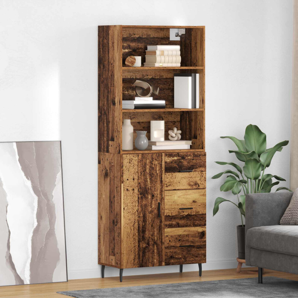 Vidaxl Highboard With Drawer 2 Pcs Old Wood Engineered Wood
