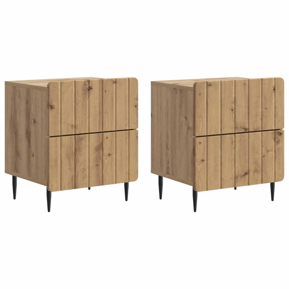 Vidaxl Bedside Cabinet 2 Pcs Artisan Oak 43 X 34.5 X 49.5 Cm