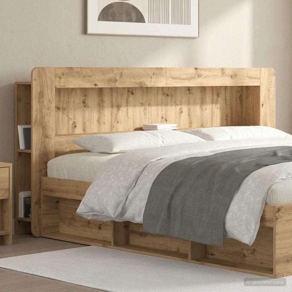 Vidaxl Headboard Cabinet With Storage Artisan Oak Engineered Wood