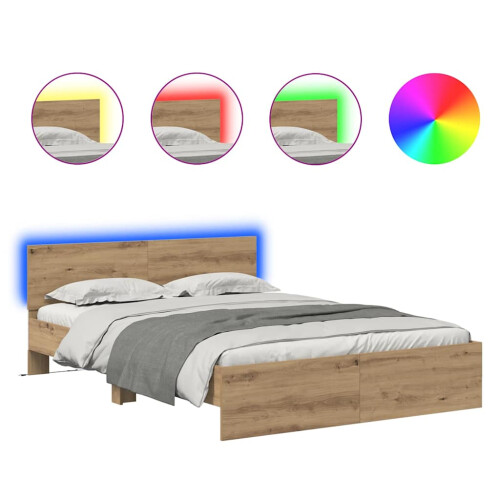 VidaXL vidaXL Bed Frame Artisan Oak 160 x 200 cm Engineered Wood 1