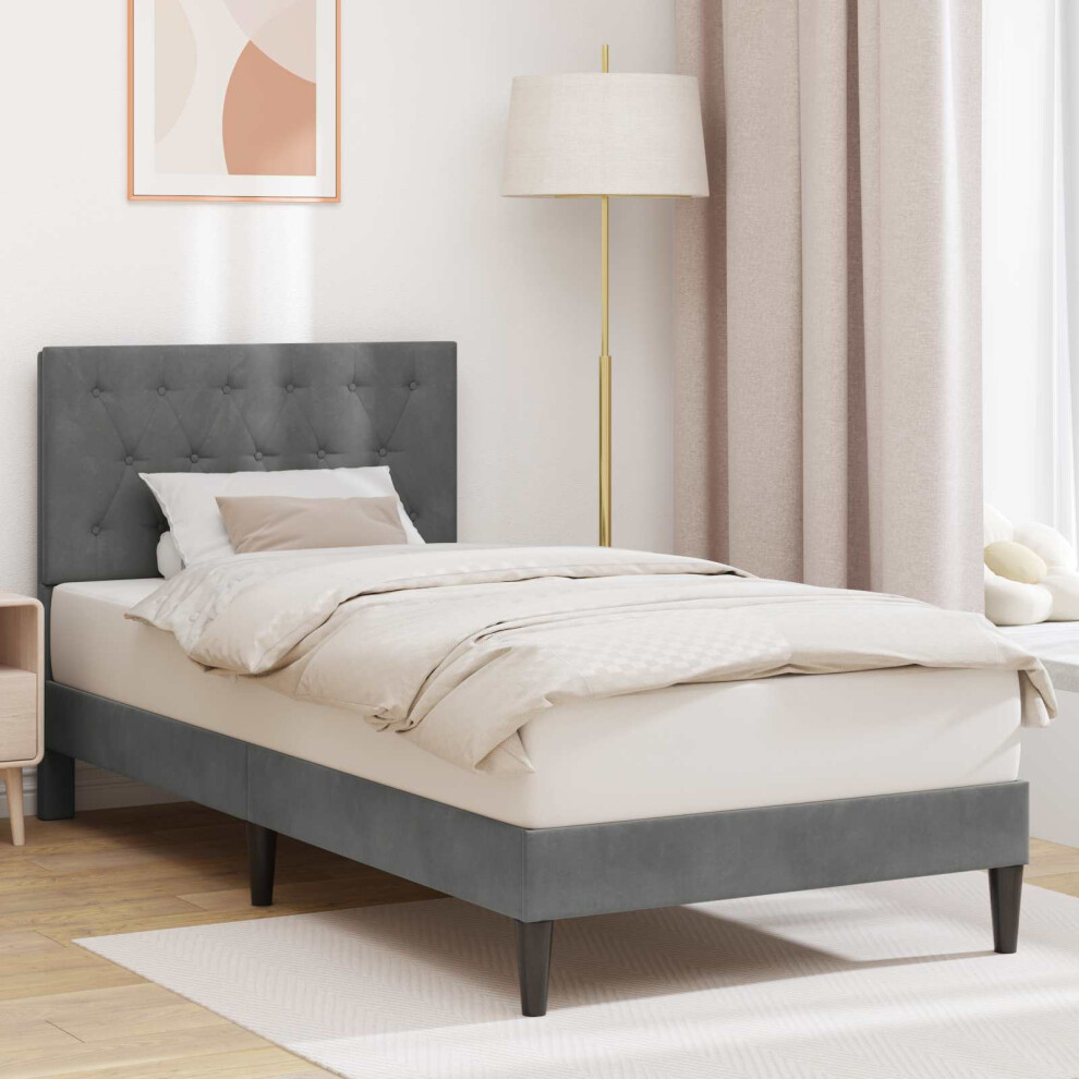 Vidaxl Bed Frame With Headboard Dark Grey 90 X 190 Cm Velvet
