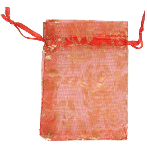 400 St 7X9cm Rose Organza Dragsko Present Smycken Väskor PåSar Bröllop Julfest Presentväskor Röda