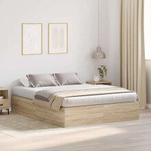 vidaXL Storage Bed Frame Sonoma Oak 150 x 200 cm Engineered Wood