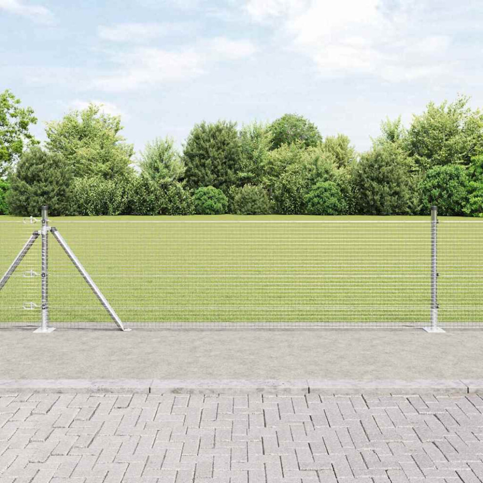 Vidaxl Welded Wire Fence With Concrete Base 25 X 0.4 M Silver Mesh