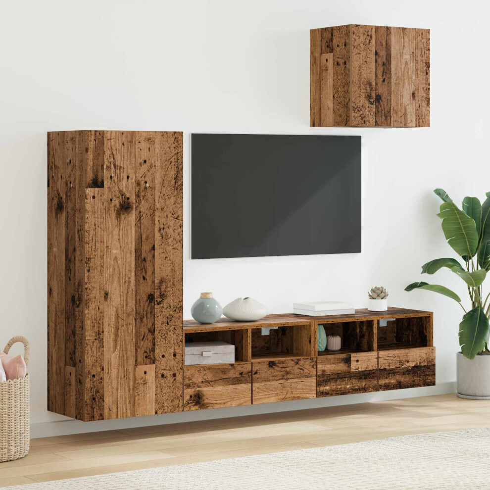 VIDAXL - TV Unit - Wall Mounted - 4 Door - Old Wood - Image 3