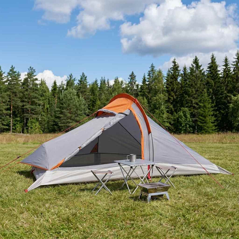 Vidaxl Backpacking Tent Grey And Orange 4-Person