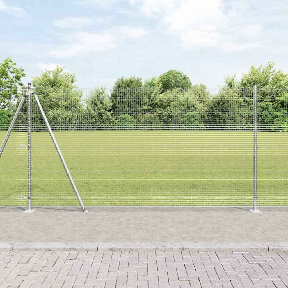 Vidaxl Welded Wire Fence With Concrete Base 10 X 1.2 M Silver Mesh