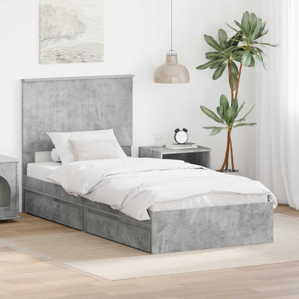 Vidaxl Storage Bed Concrete Grey 90 X 190 Cm Engineered Wood