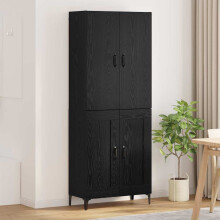vidaXL Highboard Black Oak 69.5 x 34 x 180 cm Engineered Wood